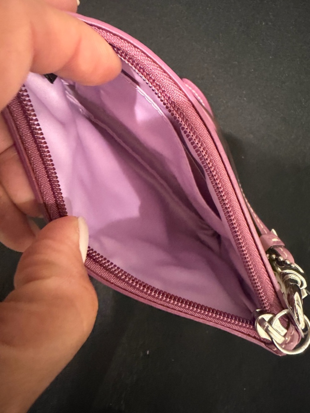 Coach Tan Signature Clutch with Pink Trim - Picture 4 of 4